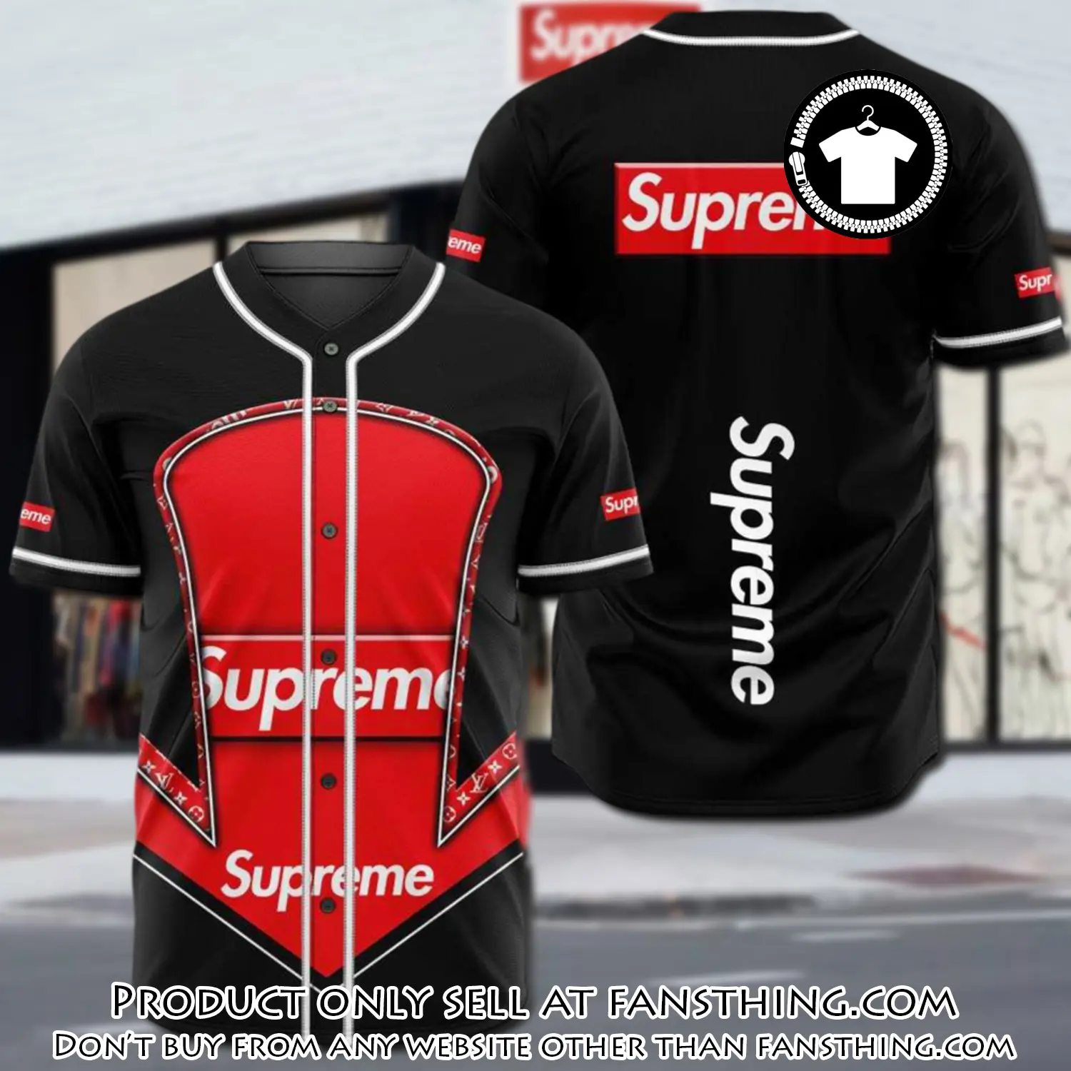 Supreme black red baseball jersey shirt luxury bjs1240 fst4727734